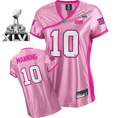 Giants #10 Eli Manning Pink Women's Be Luv'd Super Bowl XLVI Stitched NFL Jersey